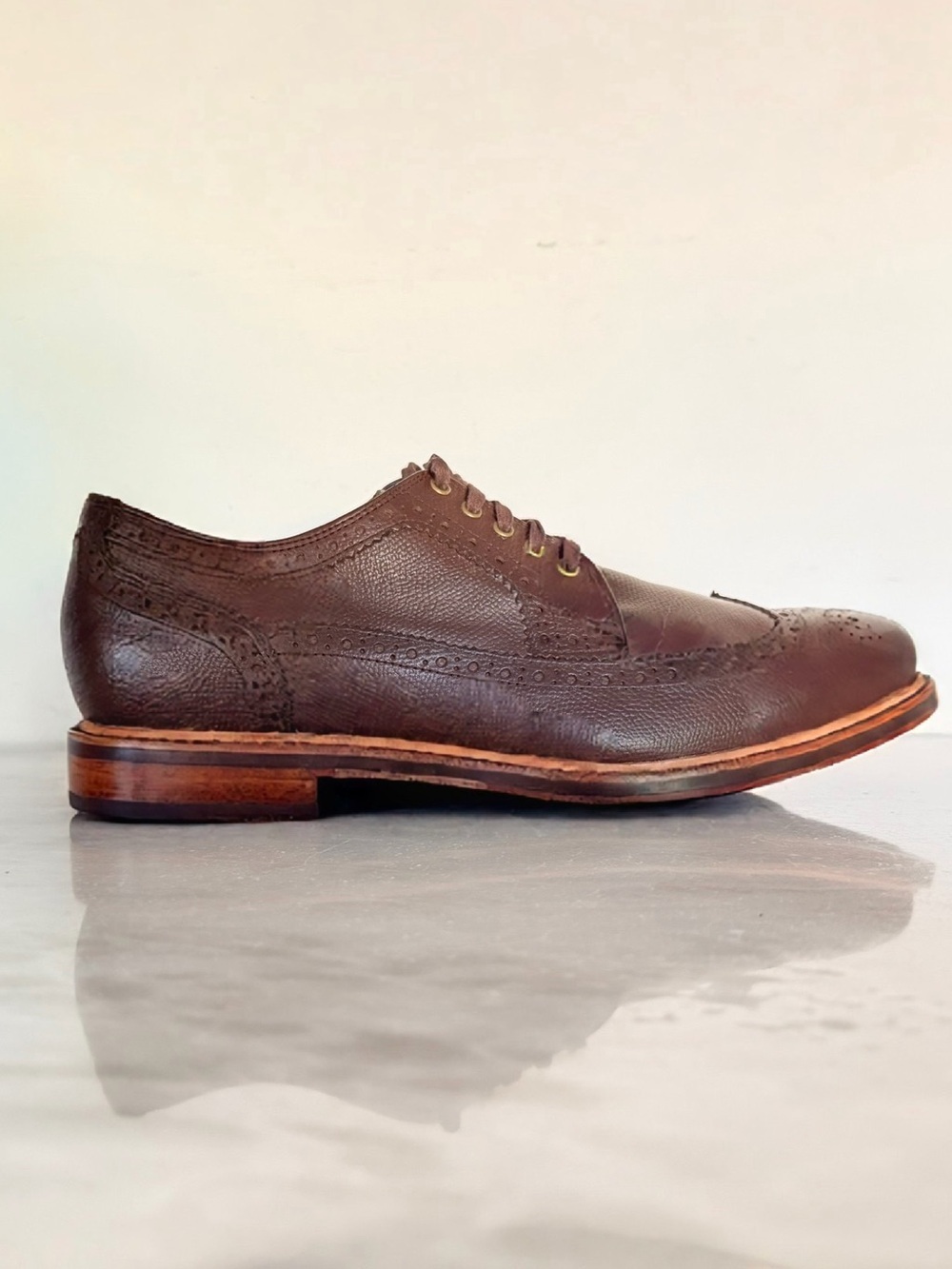 Cole Haan C11693 Men 10.5 Brown Leather Wingtip Oxford Dress Shoes - Picture 7 of 11